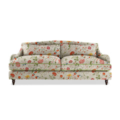 Felix 4 seater sofa in Natural Linen Wildwood Ivory with Velvet Trim - Hand Made in USA