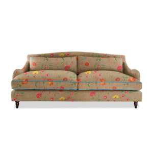 Felix 4 seater sofa in Natural Linen Wildwood Twig with Velvet Trim - Hand Made in USA