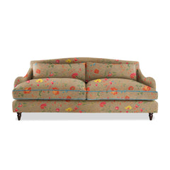Felix 4 seater sofa in Natural Linen Wildwood Twig with Velvet Trim - Hand Made in USA