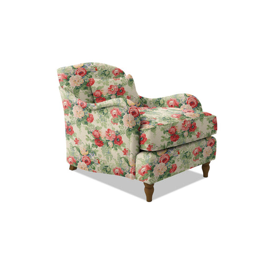 Felix Armchair with Fixed Back in Natural Linen Classic Rose - Hand Made in USA
