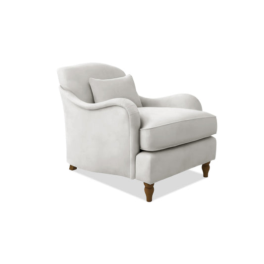 Felix Armchair with Fixed Back in Cotton Linen Cool Coconut - Hand Made in USA