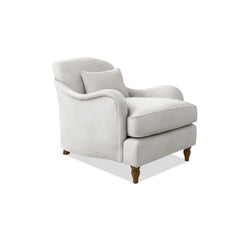 Felix Armchair with Fixed Back in Cotton Linen Cool Coconut - Hand Made in USA