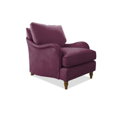 Felix Armchair with Loose Back Cushion in Damson Linen - Hand Made in USA
