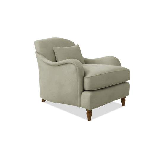 Felix Armchair with Fixed Back in Ivory Linen - Hand Made in USA