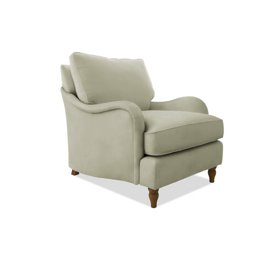 Felix Armchair with Loose Back Cushion in Ivory Linen - Hand Made in USA