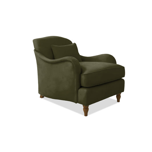 Felix Armchair with Fixed Back in Khaki Linen - Hand Made in USA
