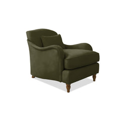 Felix Armchair with Fixed Back in Khaki Linen - Hand Made in USA