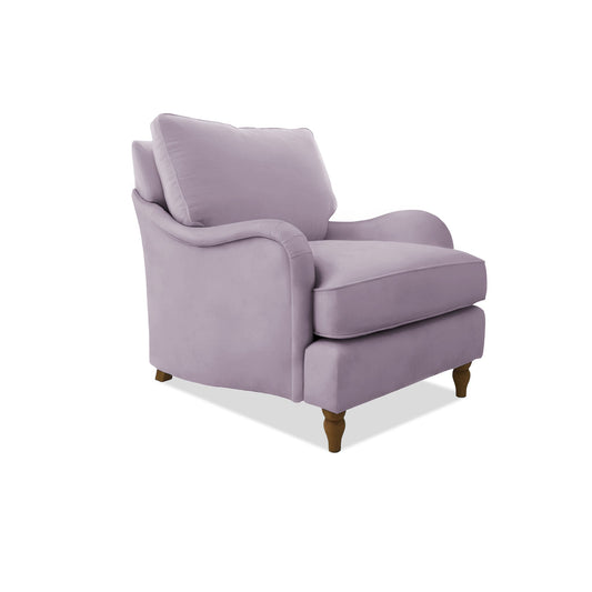 Felix Armchair with Loose Back Cushion in Lilac Linen - Hand Made in USA