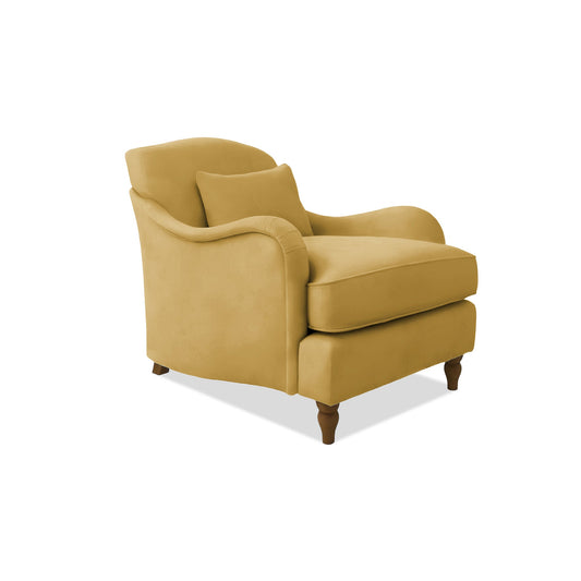 Felix Armchair with Fixed Back in Maize Linen - Hand Made in USA
