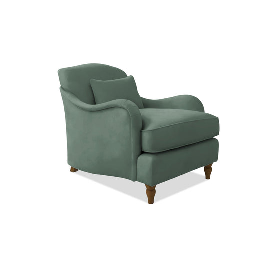 Felix Armchair with Fixed Back in Mineral Linen - Hand Made in USA