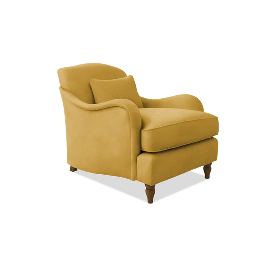 Felix Armchair with Fixed Back in Ochre Linen - Hand Made in USA