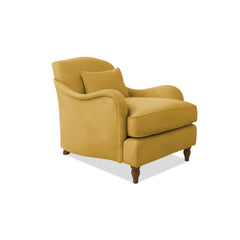 Felix Armchair with Fixed Back in Ochre Linen - Hand Made in USA