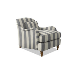 Felix Armchair with Fixed Back in Garden Grey Stripes - Hand Made in USA