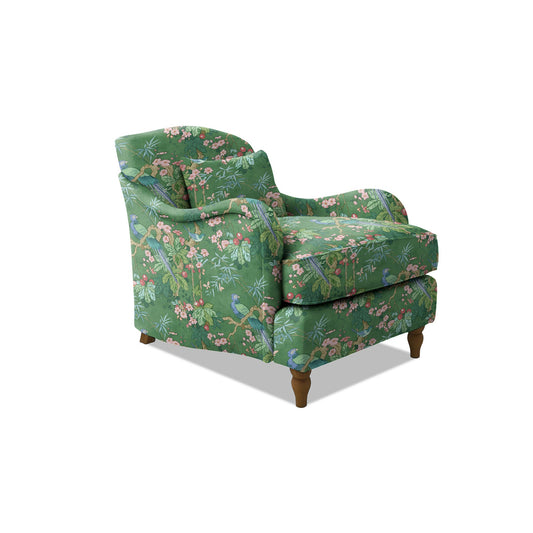 Felix Armchair with Fixed Back in Natural Linen Belleville Juniper - Hand Made in USA