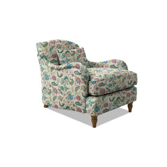 Felix Armchair with Fixed Back in Natural Linen Kitty Spring Green - Hand Made in USA