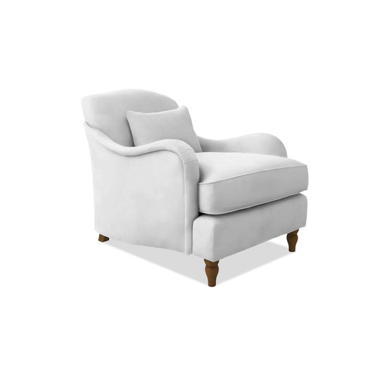 Felix Armchair with Fixed Back in Cotton Linen Snow Drop - Hand Made in USA