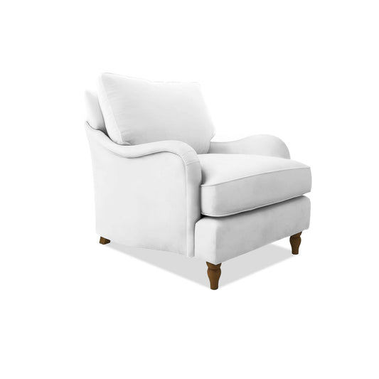 Felix Armchair with Loose Back Cushion in Cotton Linen Snow Drop - Hand Made in USA