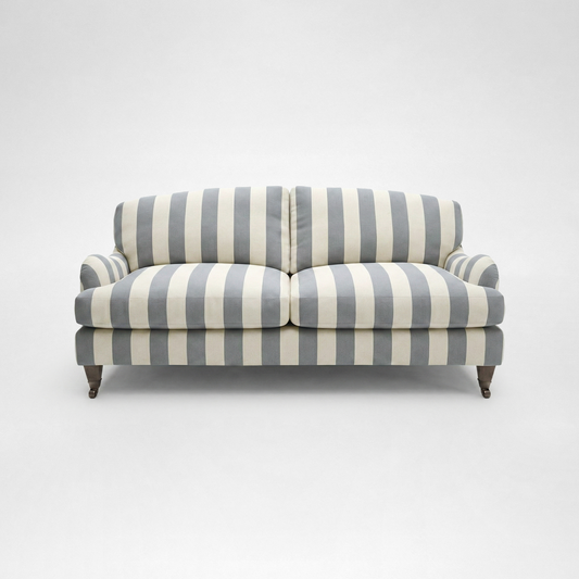 Isobel 2.5 seater sofa in Garden Grey Stripes - Handmade in the USA
