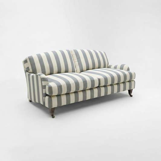 Isobel 2.5 seater sofa in Garden Grey Stripes - Handmade in the USA