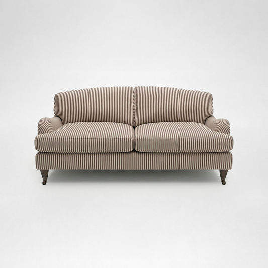 Isobel 2.5 seater sofa in Narrow Chocolate Stripes - Handmade in the USA