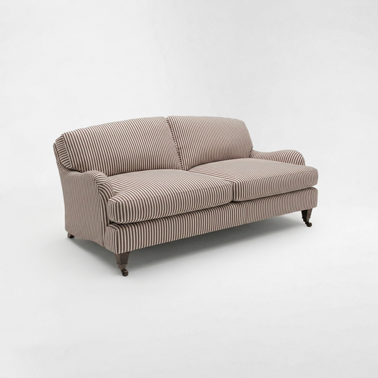 Isobel 2.5 seater sofa in Narrow Chocolate Stripes - Handmade in the USA