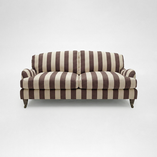 Isobel 2.5 seater sofa in Chocolate Stripes - Handmade in the USA