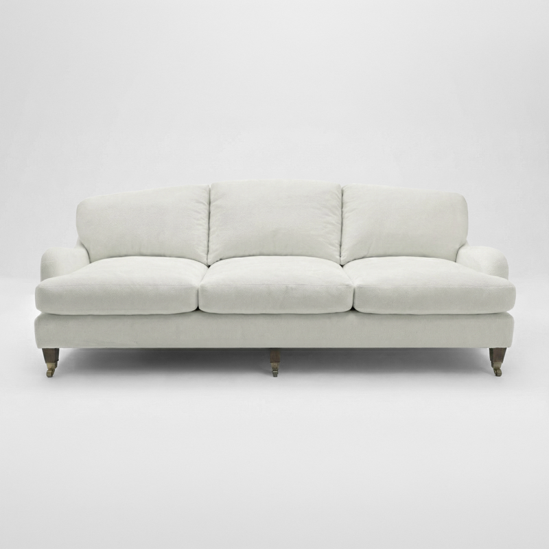 Isobel 4 seater sofa in Cotton Linen Cool Coconut - Handmade in the USA
