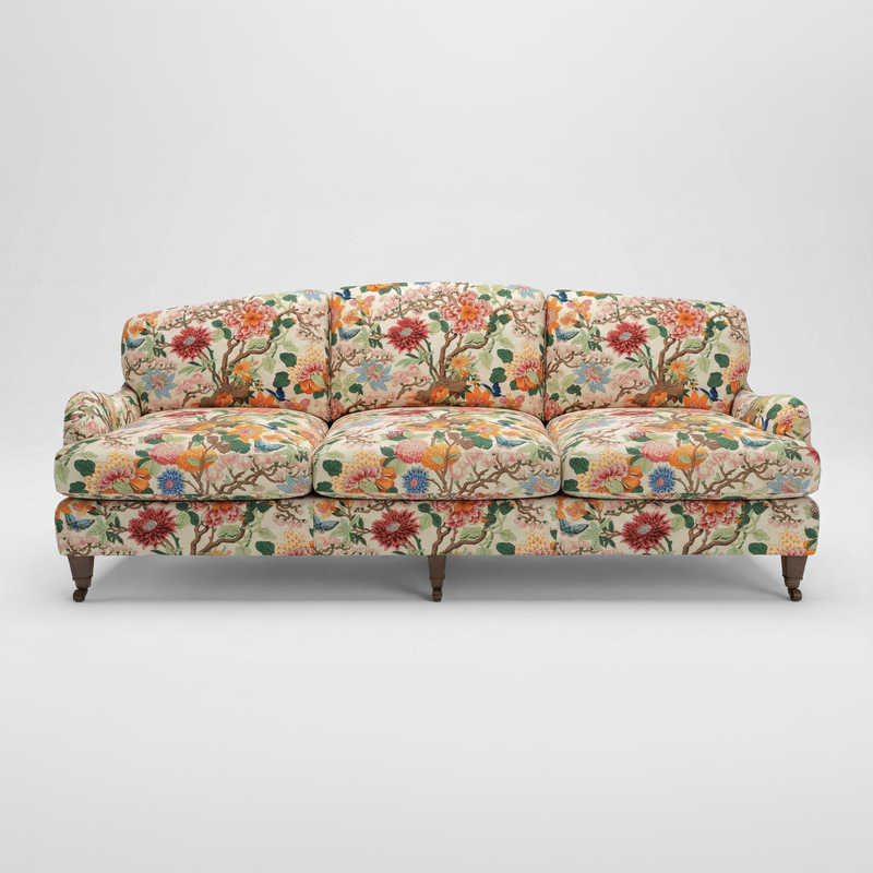 Isobel 4 seater sofa in Magnolia Cream Blue - Handmade in the USA