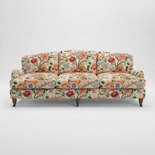 Isobel 4 seater sofa in Magnolia Cream Blue - Handmade in the USA