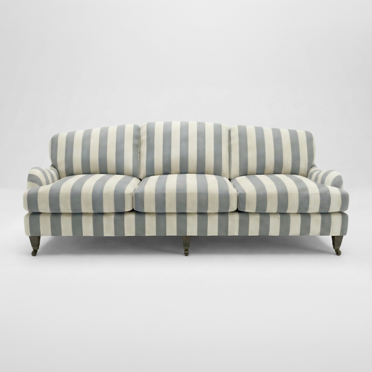 Isobel 4 seater sofa in Garden Grey Stripes - Handmade in the USA