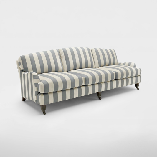 Isobel 4 seater sofa in Garden Grey Stripes - Handmade in the USA