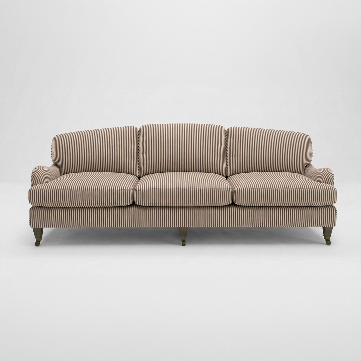 Isobel 4 seater sofa in Narrow Chocolate Stripes - Handmade in the USA