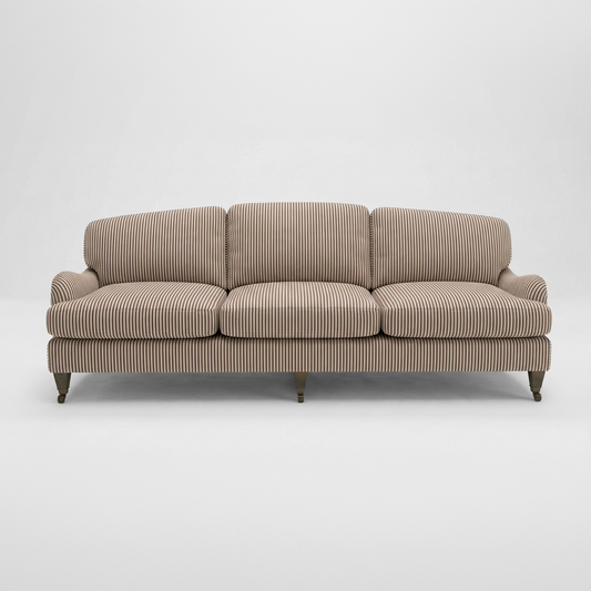 Isobel 4 seater sofa in Narrow Chocolate Stripes - Handmade in the USA