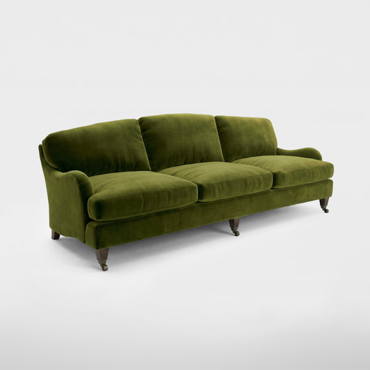 Isobel 4 seater sofa in Pelham Moss Velvet - Handmade in the USA