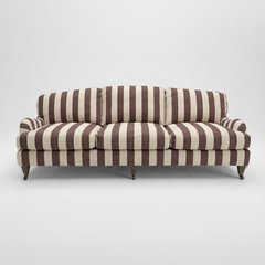 Isobel 4 seater sofa in Chocolate Stripes - Handmade in the USA
