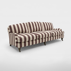 Isobel 4 seater sofa in Chocolate Stripes - Handmade in the USA