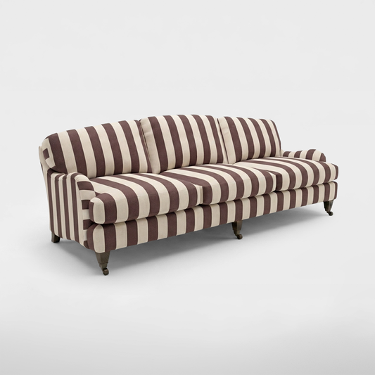 Isobel 4 seater sofa in Chocolate Stripes - Handmade in the USA
