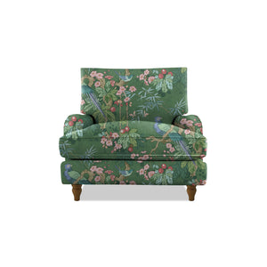 Isobel Armchair with Big Back Cushion in Natural Linen Belleville Juniper - Hand Made in USA