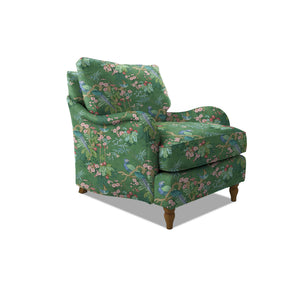 Isobel Armchair with Big Back Cushion in Natural Linen Belleville Juniper - Hand Made in USA
