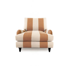Isobel Armchair with Big Back Cushion in Caramel Stripe - Hand Made in USA
