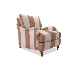 Isobel Armchair with Big Back Cushion in Caramel Stripe - Hand Made in USA