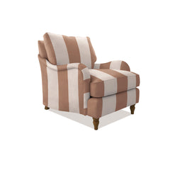 Isobel Armchair with Big Back Cushion in Caramel Stripe - Hand Made in USA