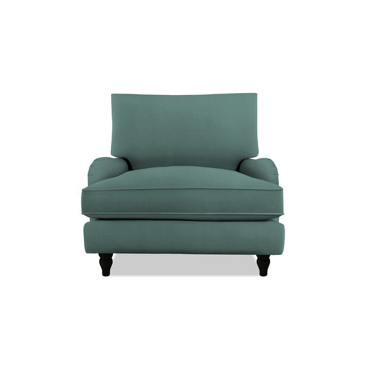 Isobel Armchair with Big Back Cushion in Cerulean Linen - Hand Made in USA