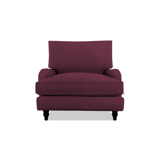 Isobel Armchair with Big Back Cushion in Damson Linen - Hand Made in USA