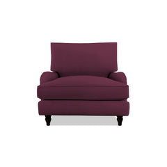 Isobel Armchair with Big Back Cushion in Damson Linen - Hand Made in USA