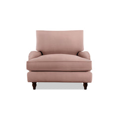 Isobel Armchair with Big Back Cushion in Dusky Pink Linen - Hand Made in USA