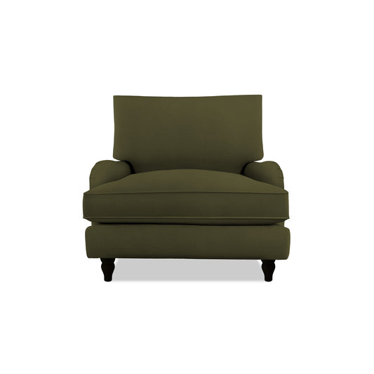 Isobel Armchair with Big Back Cushion in Khaki Linen - Hand Made in USA