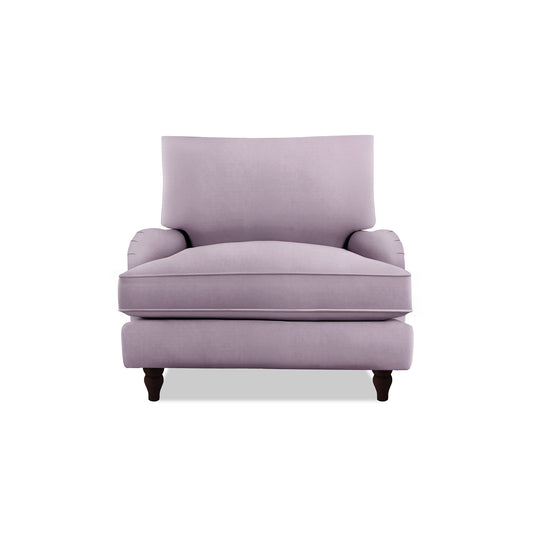 Isobel Armchair with Big Back Cushion in Lilac Linen - Hand Made in USA