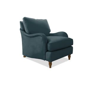 Isobel Armchair with Big Back Cushion in Midnight Linen - Hand Made in USA