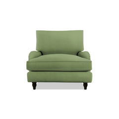 Isobel Armchair with Big Back Cushion in Moss Linen - Hand Made in USA